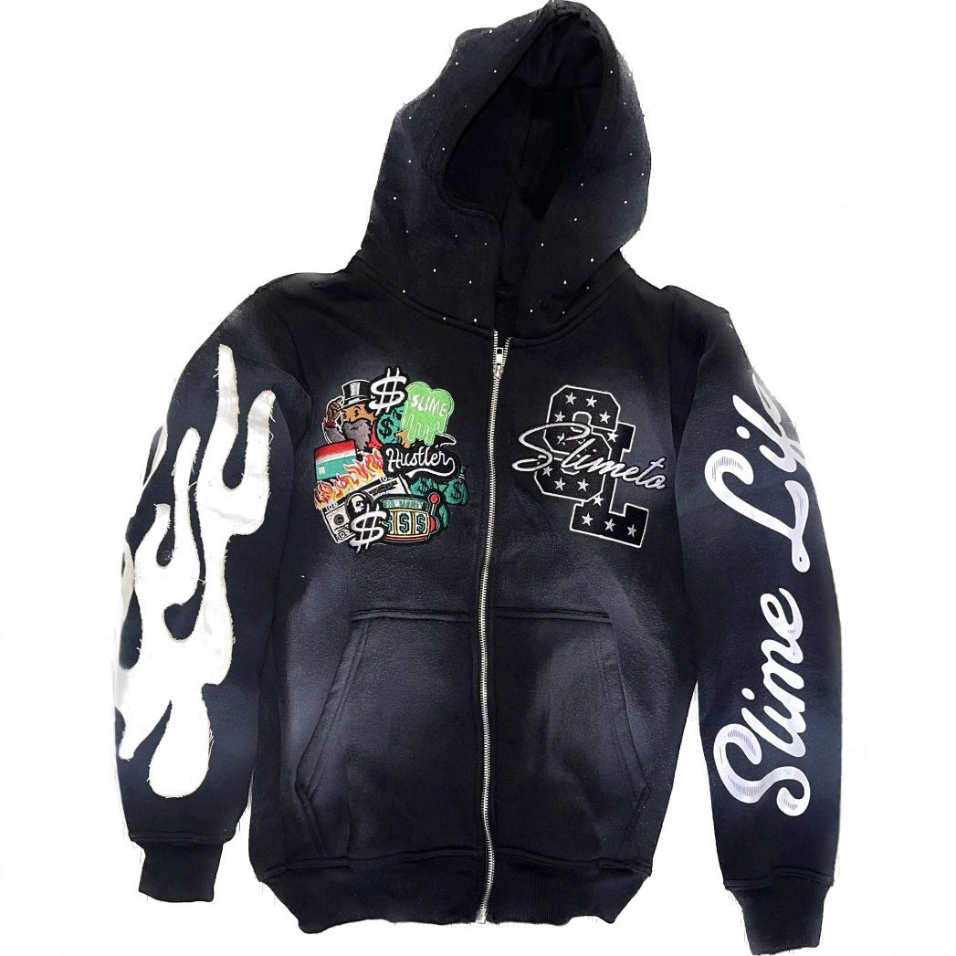 Embroidered Hood Cardigan