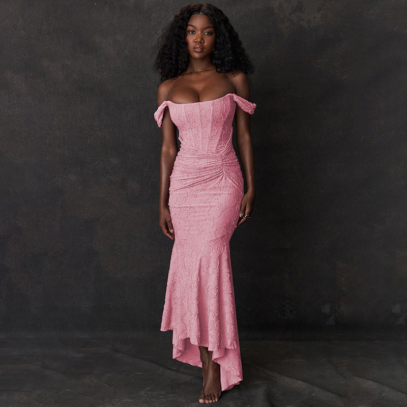 Backless ruched bodycon dress back view