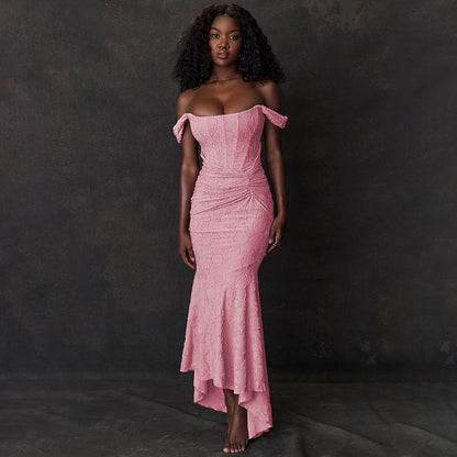 Backless ruched bodycon dress back view
