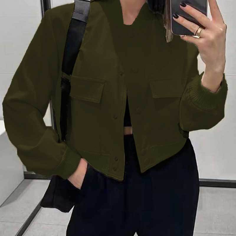 Stand collar pocket jacket pocket detail