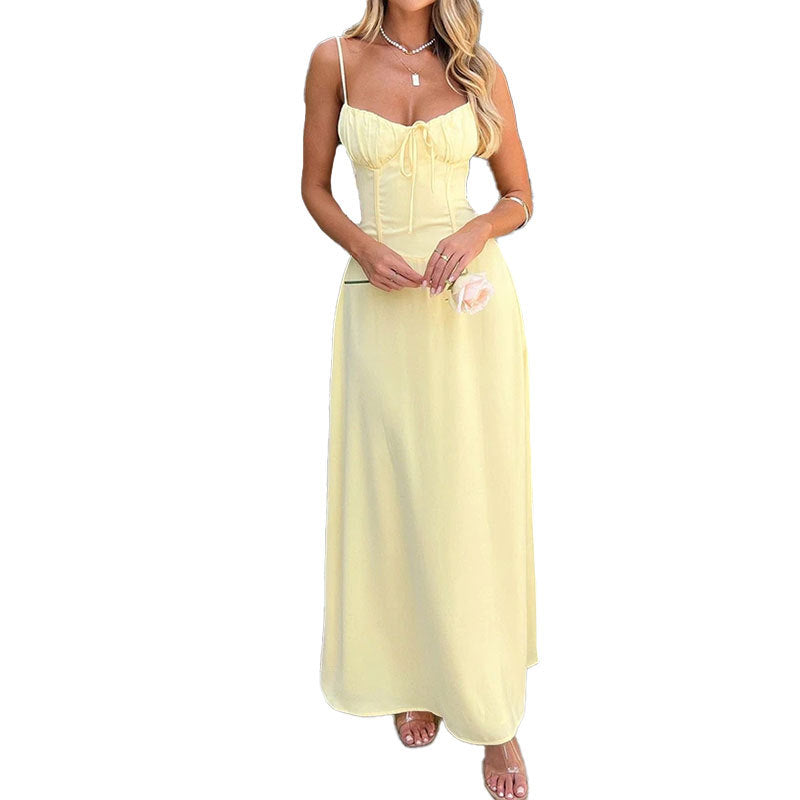 Elegant lace-up backless dress alternate color
