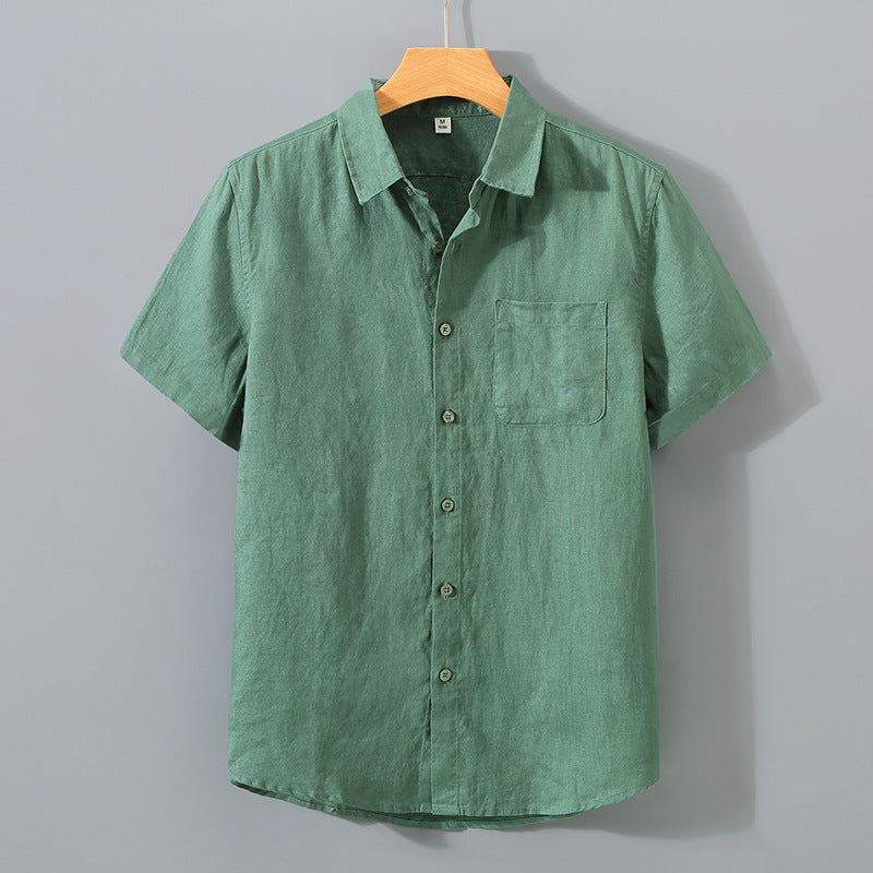Men's short sleeve linen shirt color options