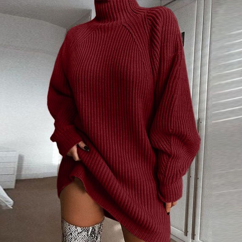 Turtleneck long sweater styled