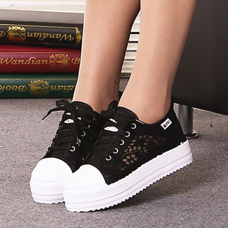 Women's chunky canvas shoes back view