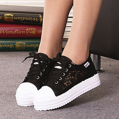 Women's chunky canvas shoes back view