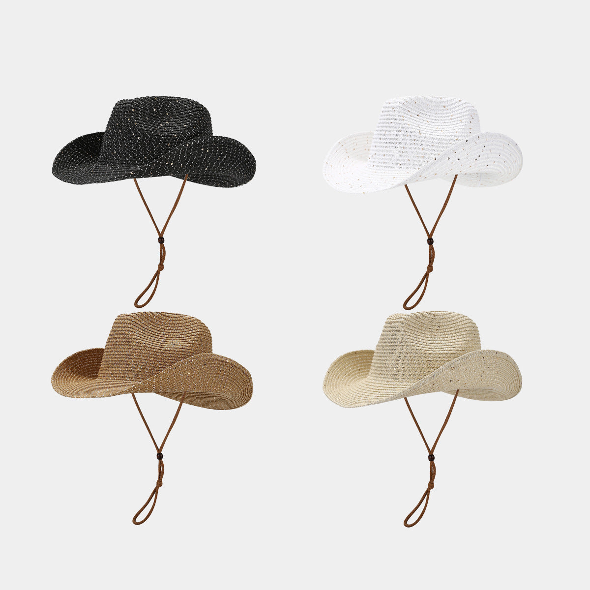 Sequin panama straw hat lifestyle