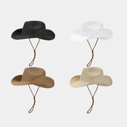 Sequin panama straw hat lifestyle