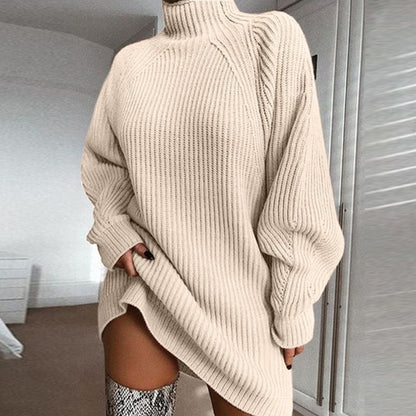 Turtleneck long sweater neck detail