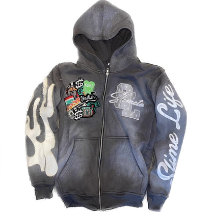 Embroidered Hood Cardigan