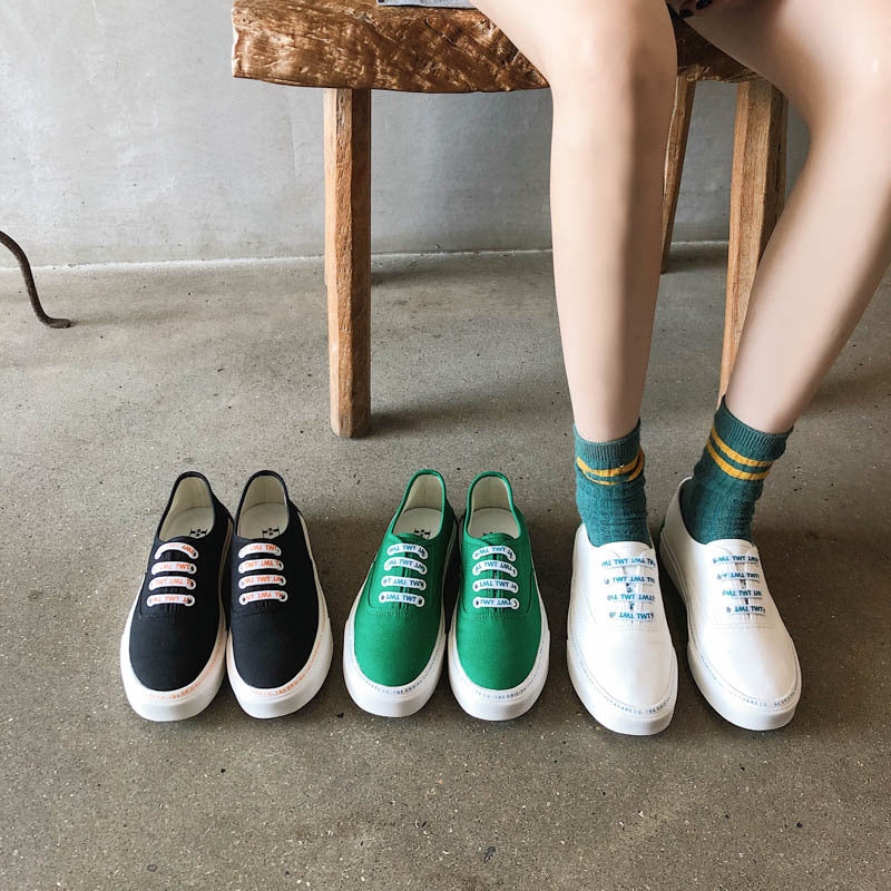 Letter canvas sneakers back view