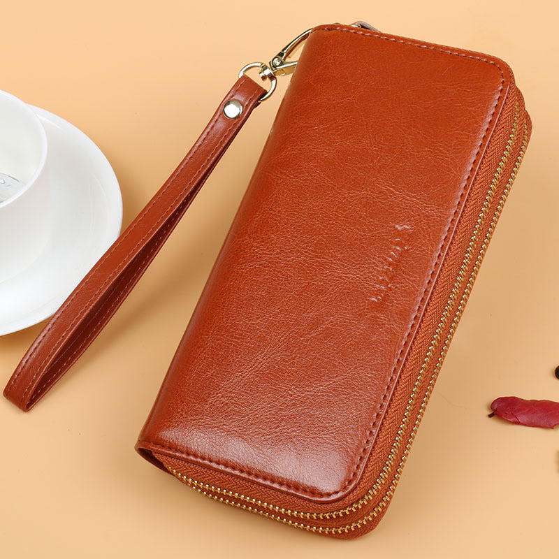 Oil wax leather wallet pair view