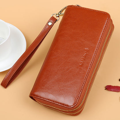Oil wax leather wallet pair view