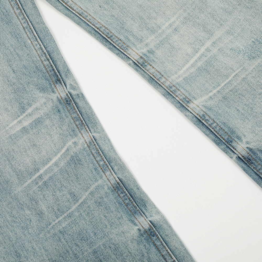 Men's vintage washed straight jeans color options