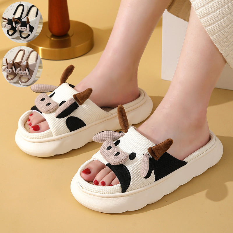 Cartoon animal home slippers top view