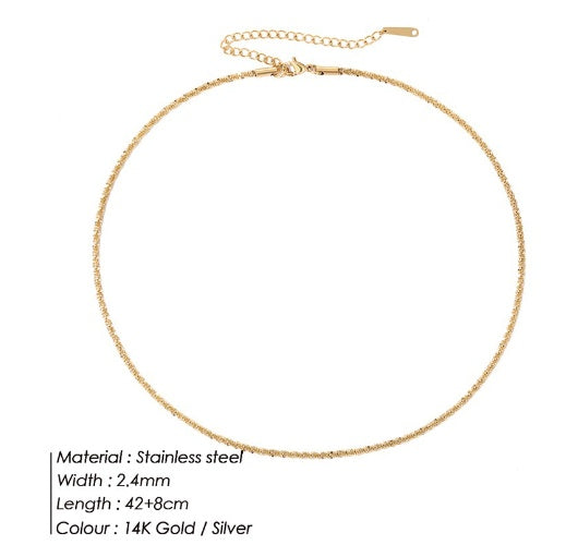 Serene sleek chain necklace minimalist stainless steel jewellery