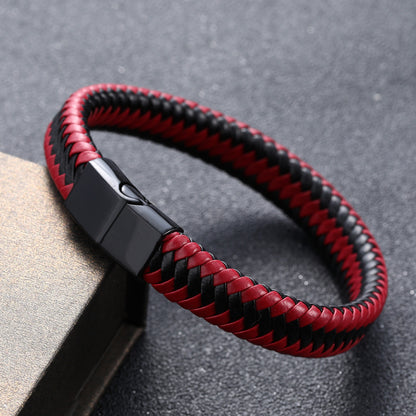 Genuine leather bracelet on wrist