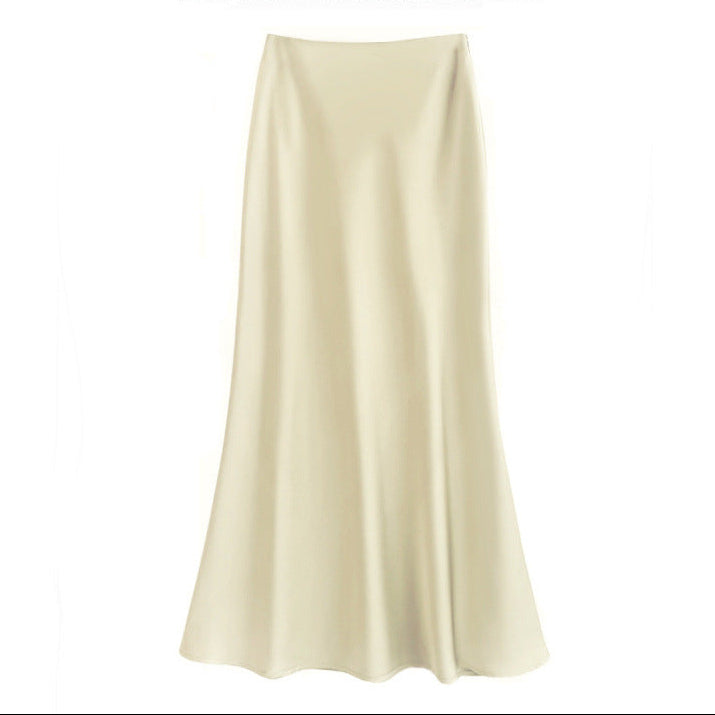 Women's silk fishtail skirt back view