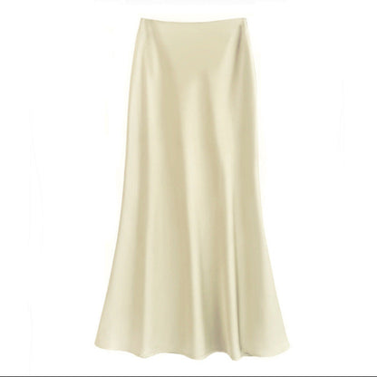 Women's silk fishtail skirt back view