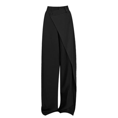 Irregular wide leg pants close-up