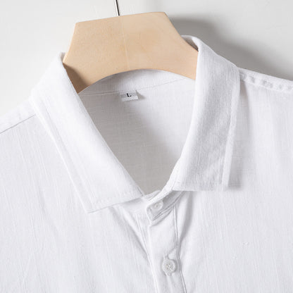 Premium Casablanca linen polo side view