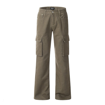 Men's slightly flared jeans fabric close-up