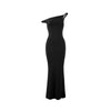 Women's one-shoulder bodycon maxi dress black red evening