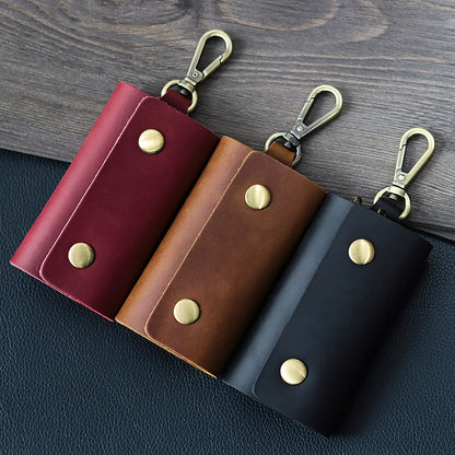Leather key bag zipper detail