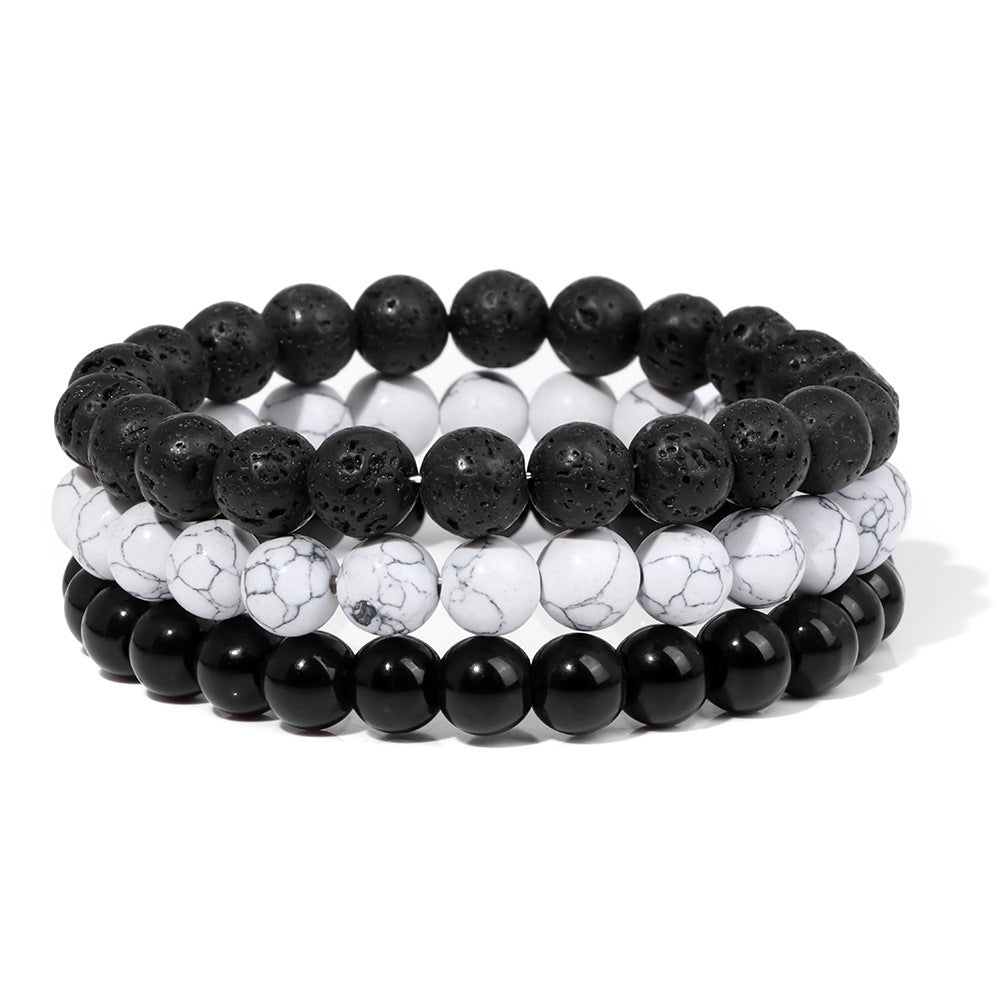 Natural stone bead bracelet on wrist