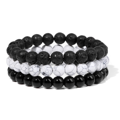 Natural stone bead bracelet on wrist