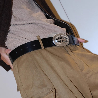 Graffiti distressed belt on model