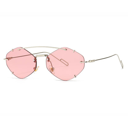 Metal frameless sunglasses side view