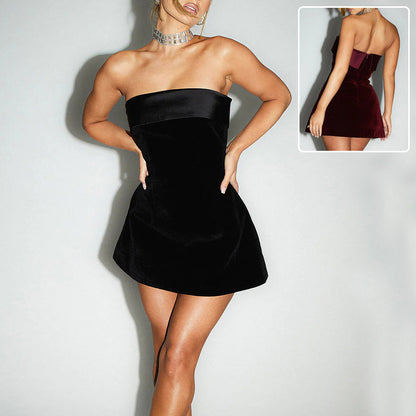 Tube top A-line dress side view
