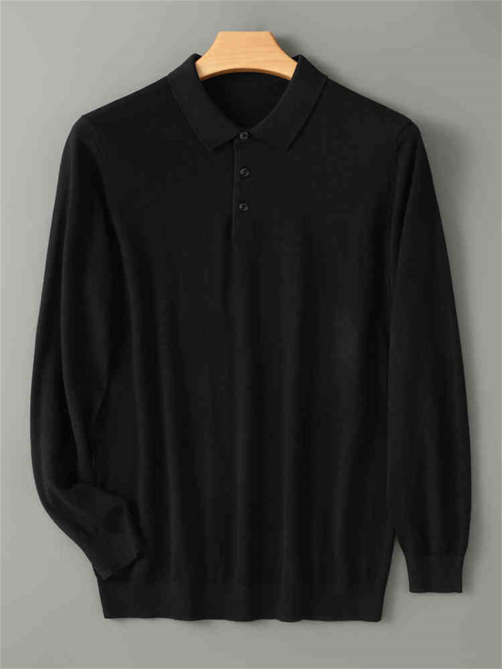 100% premium wool polo collar detail