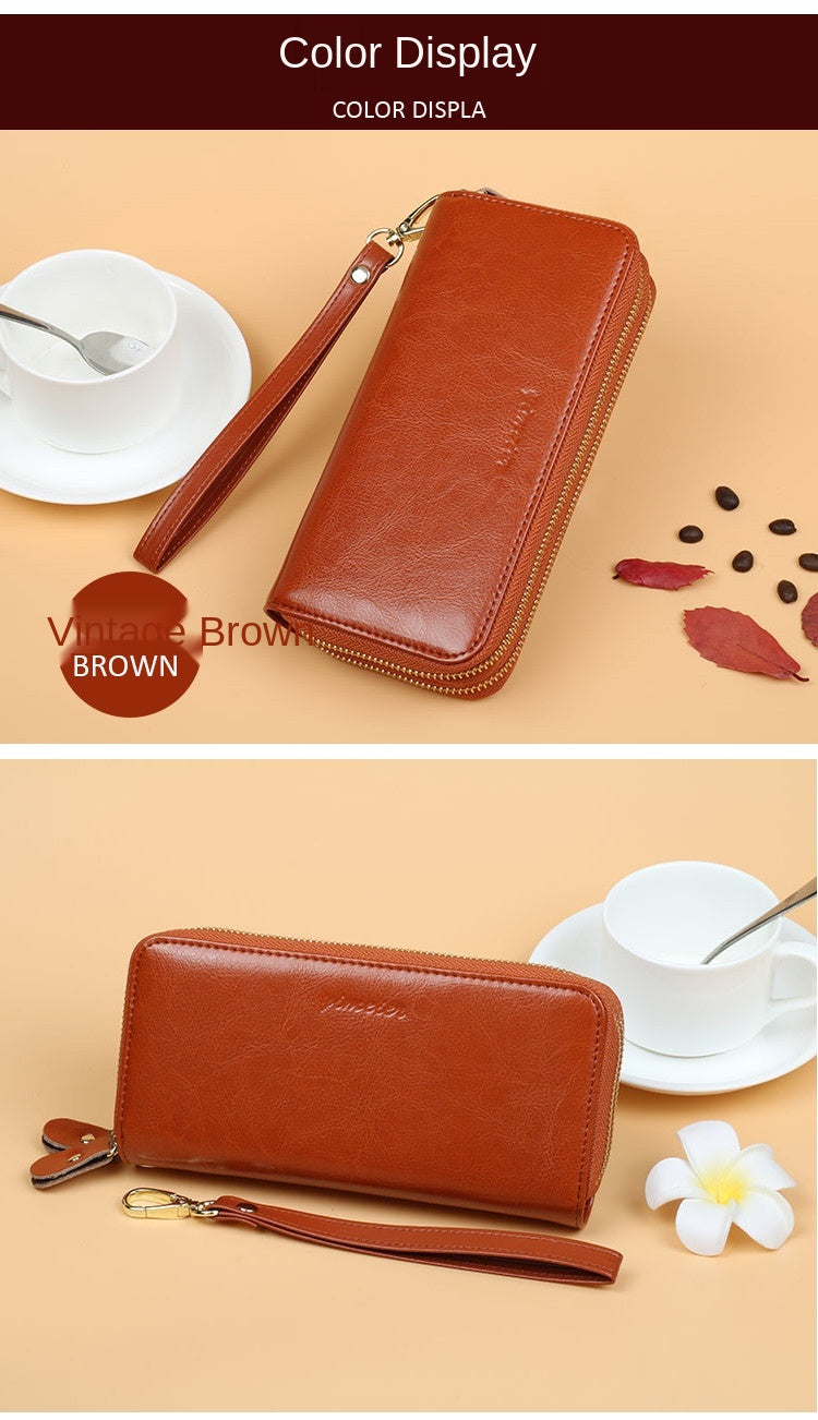 Oil wax leather wallet texture close-up