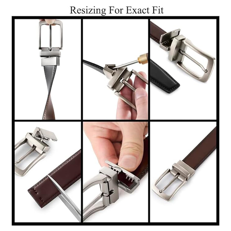 2-in-1 reversible belt buckle detail