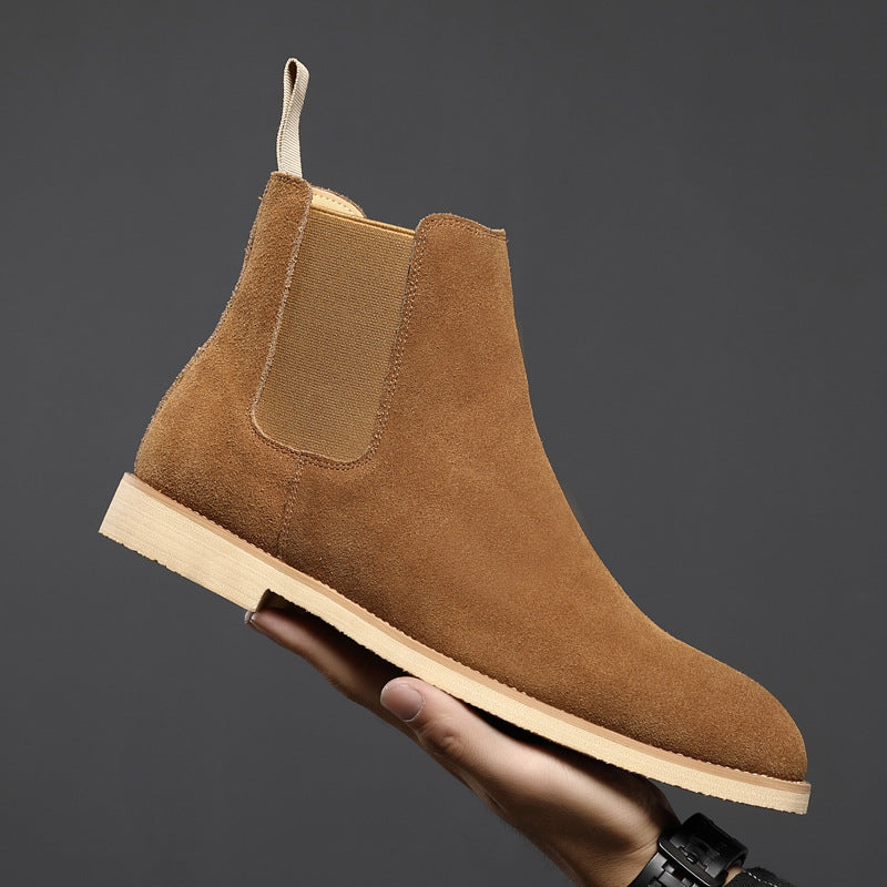 Men's nubuck pointed-toe ankle boots side view