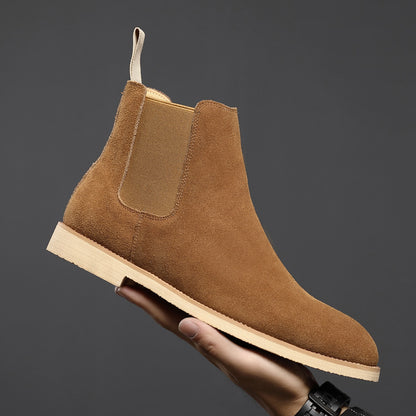 Men's nubuck pointed-toe ankle boots side view