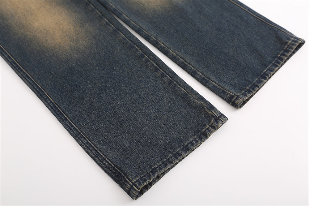 Men's personality straight jeans fabric close-up