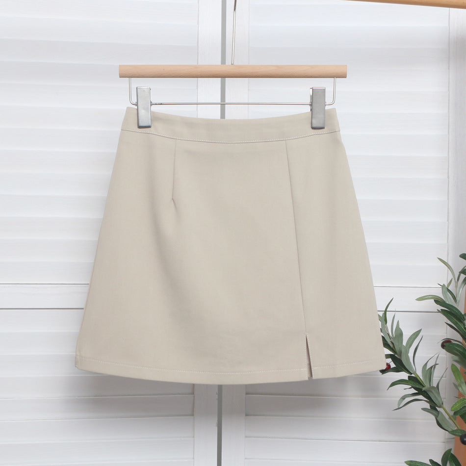 Women's Oxford straight mini skirt lifestyle styled