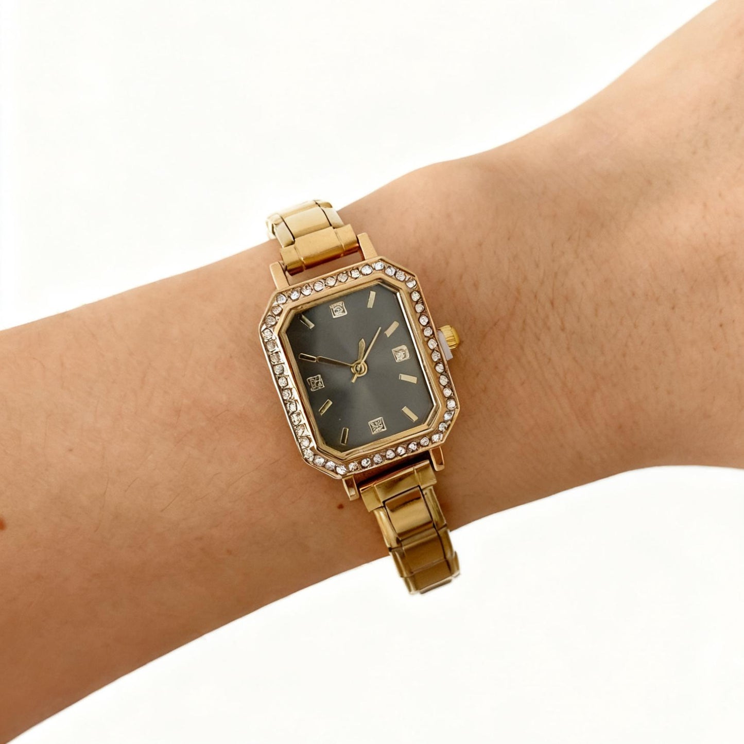 Diamond-embellished watch styled