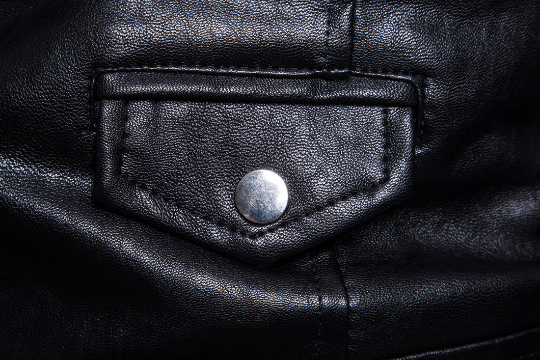 Men's Faux Leather Edge Jacket full length model