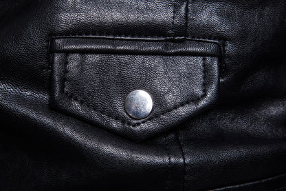 Men's Faux Leather Edge Jacket full length model