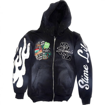 Embroidered Hood Cardigan