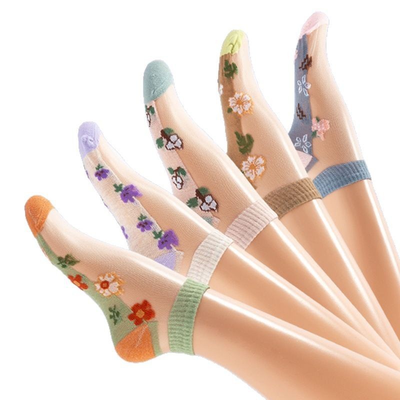 Floral sheer mesh socks main view