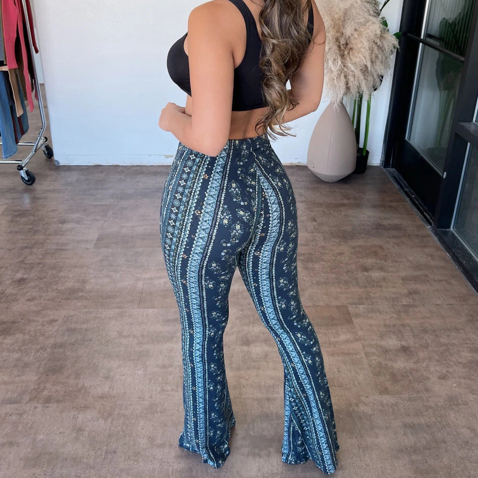TAEVI printed slim fit pants back view