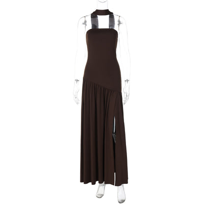 Elegant backless split dress lifestyle
