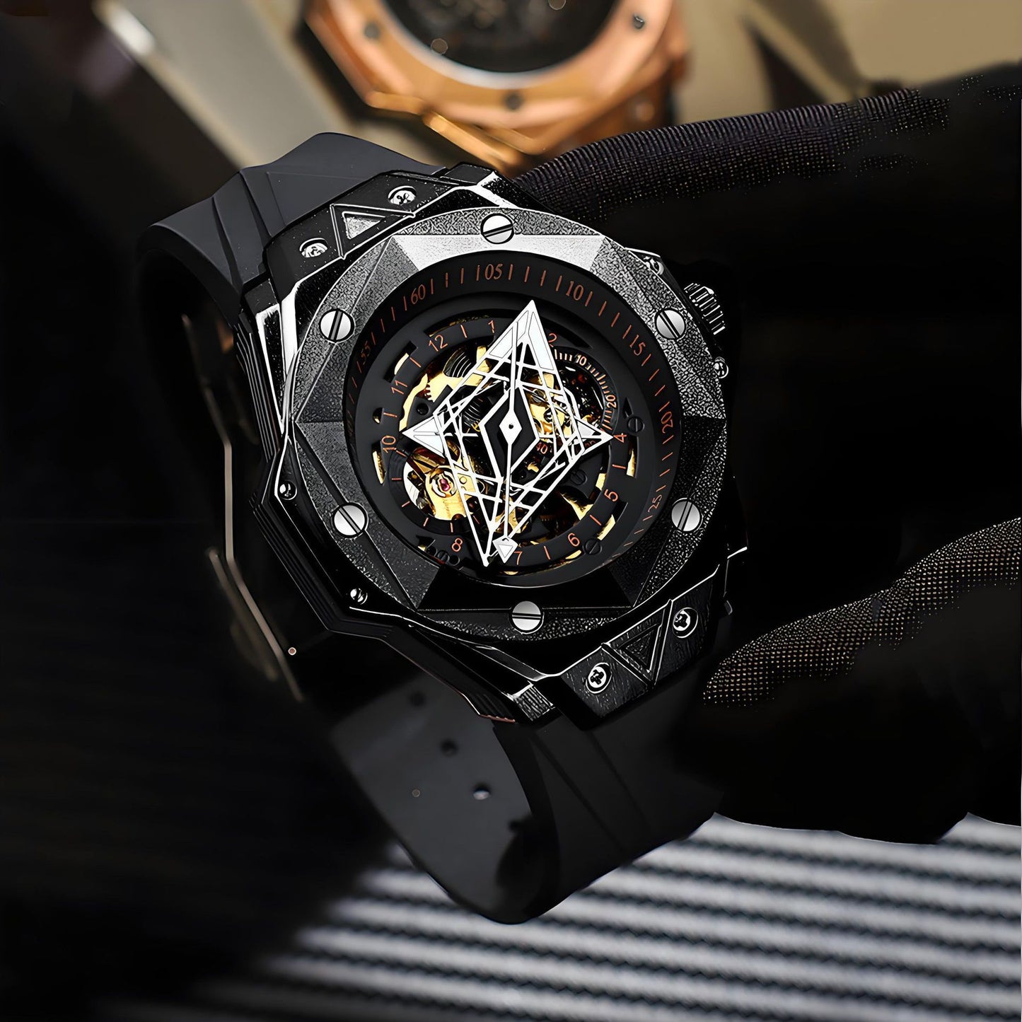 Trendy personalized watch dial close-up