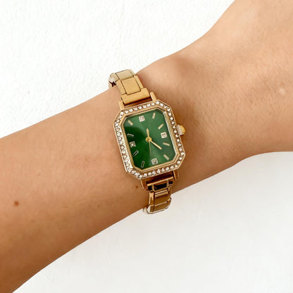 Diamond-embellished watch dial close-up
