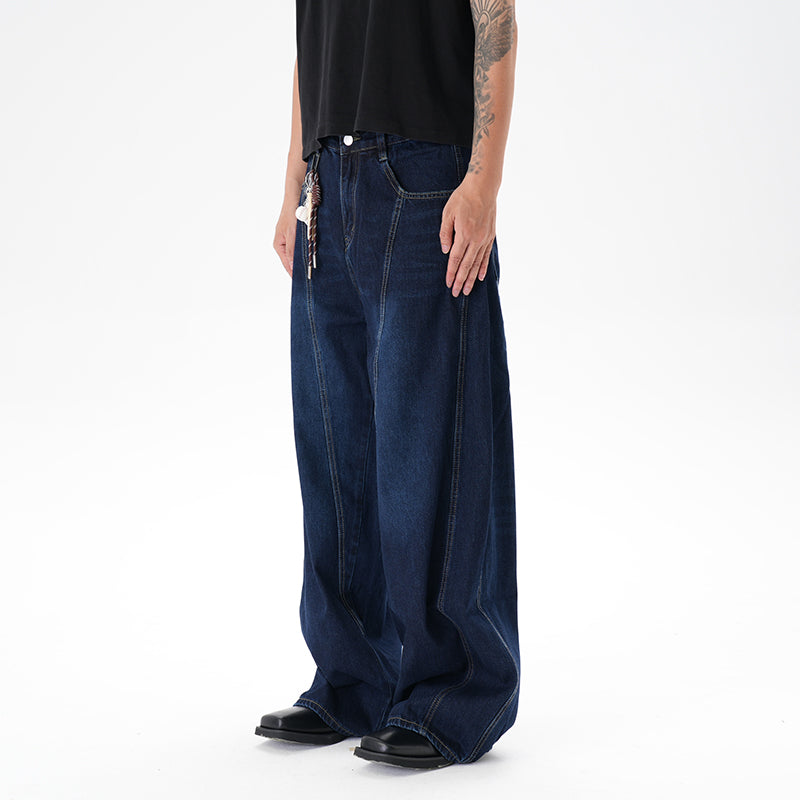 Men's distressed wide leg jeans color options