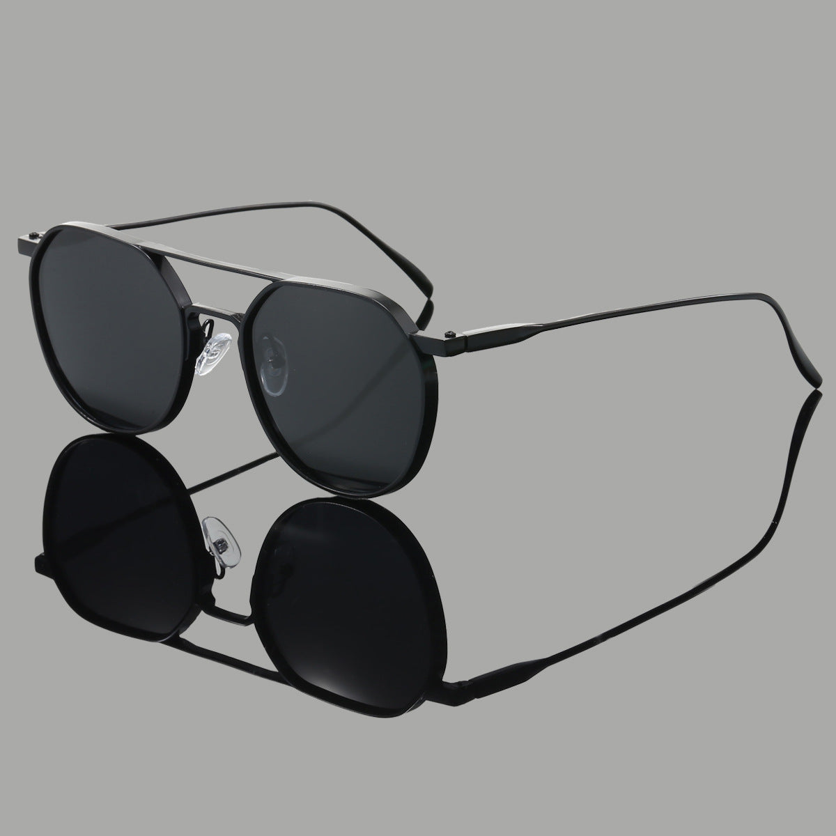 Polarized retro shades on model